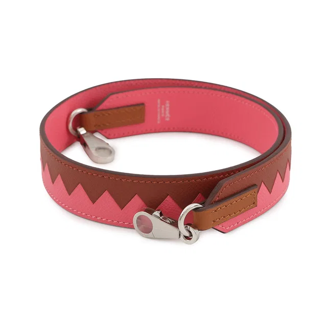 Hermès Bandouliere Tresage Rose Azalee/Brown Epsom in Brown Epsom leather from GALLERY RARE