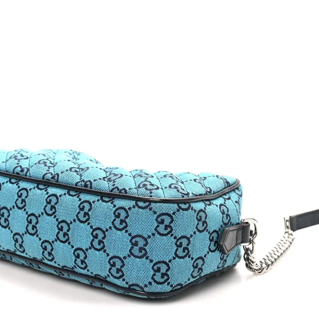 Gucci Monogram Multicolor Matelasse Diagonal Small GG Marmont Chain Shoulder Bag Light Blue in Blue Coated canvas from FASHIONPHILE, photo 10 of 10