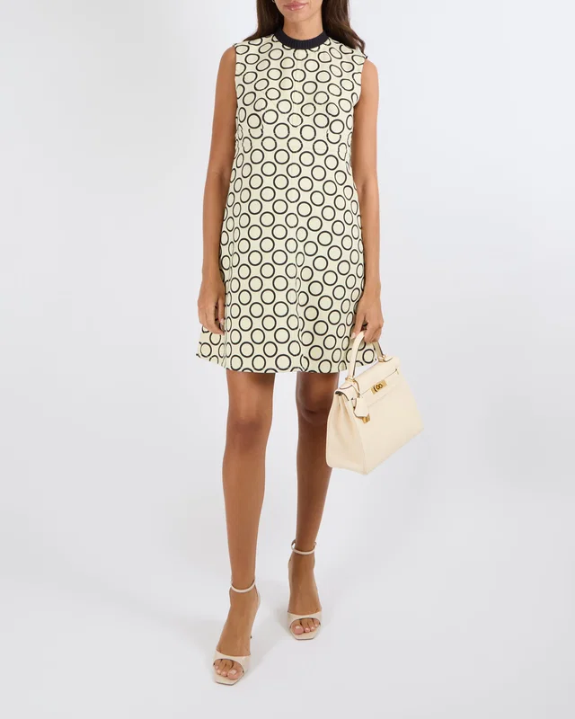 Louis Vuitton Cream & Black Geometric Pattern Dress FR 38 (UK 10) in Black from Sellier