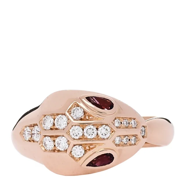 Bvlgari 18K Rose Gold Diamond Rubellite Serpenti Seduttori Ring 55 7.25 in Pink from FASHIONPHILE, photo 3 of 6