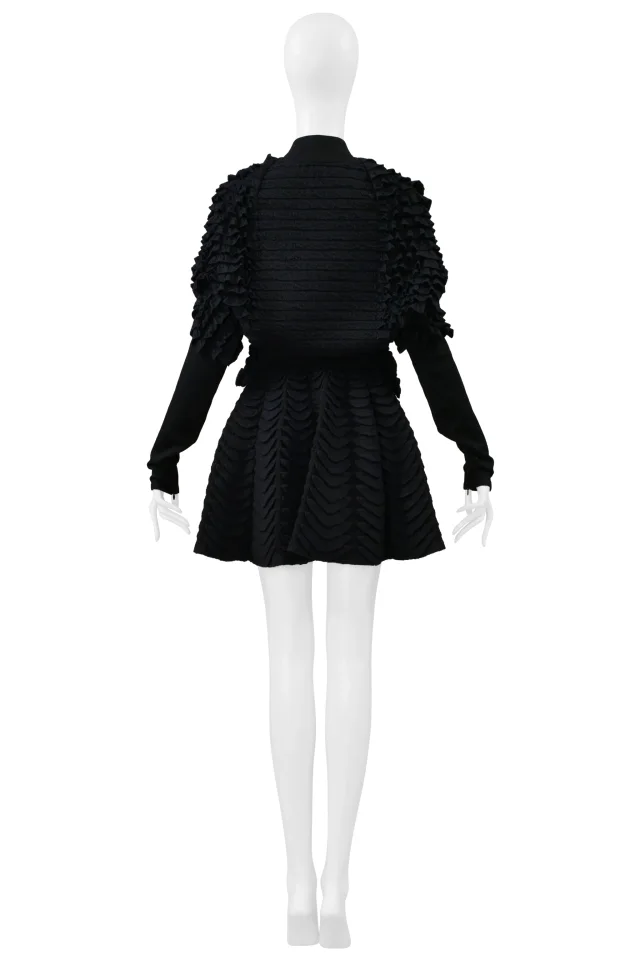 Alaïa Black Knit Ruffle Cardigan And Fan Circle Skirt Ensemble in Black Wool from Resurrection Vintage, photo 8 of 8