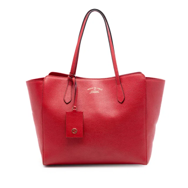 Red Gucci Medium Leather Swing Tote in Red Leather from Designer Revival