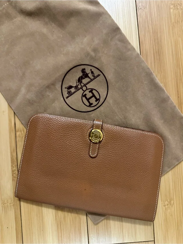 Hermès Togo Dogon Duo Wallet Gold in brown|red Togo leather from Poshmark