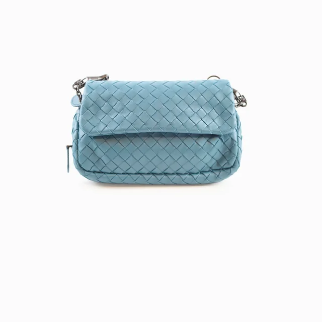 Bottega Veneta Small Nappa Intrecciato Chain bag Teal Blue in Blue Nappa leather from The Purse Affair