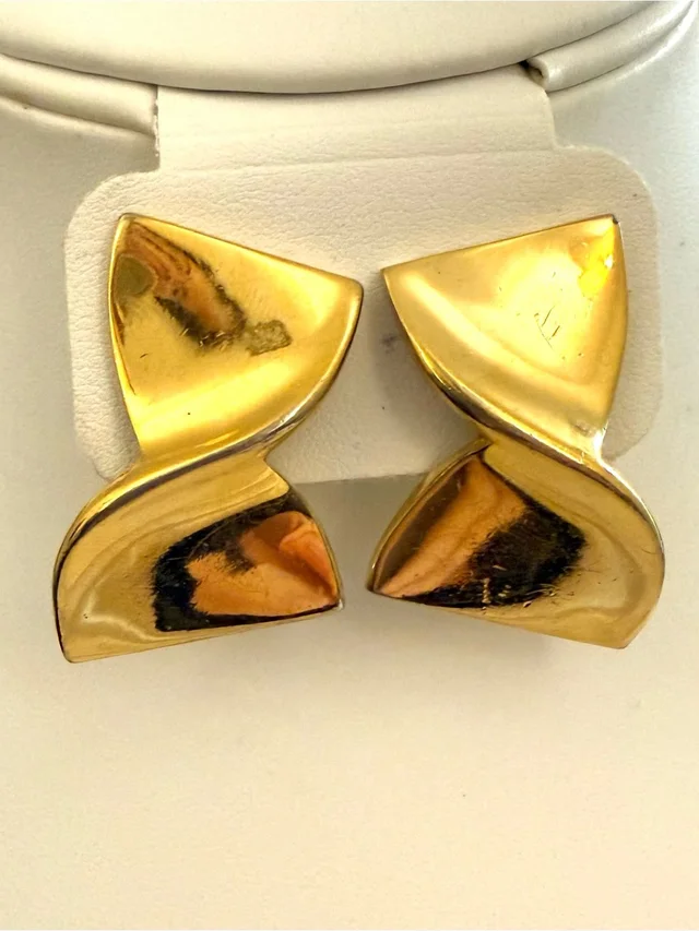 Givenchy Vintage Gold Tone Sculptural Swirl Clip On Earrings Signed France in gold from Poshmark