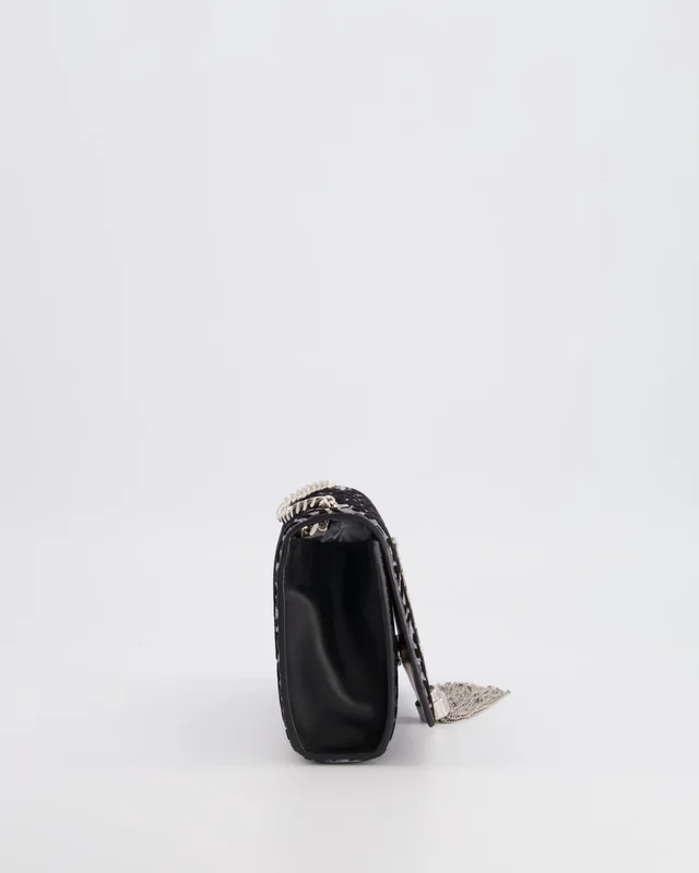 Saint Laurent Silver Glitter and Black Velvet Leopard Print Monogram Kate Tassel Bag in Black Velvet from Sellier, photo 2 of 2