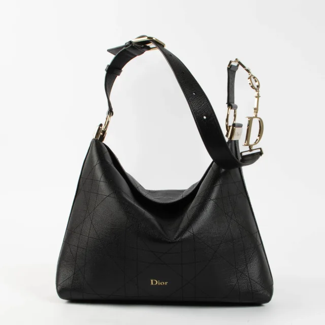 Dior Black Flat Cannage Medium Diorly Shoulder Bag in Black Leather from Labellov, photo 5 of 6