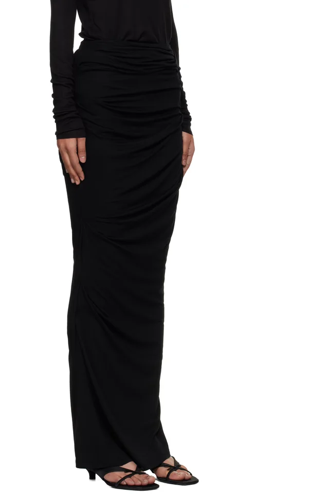Entire Studios Black Drape Maxi Skirt, photo 2 of 4 from SSENSE
