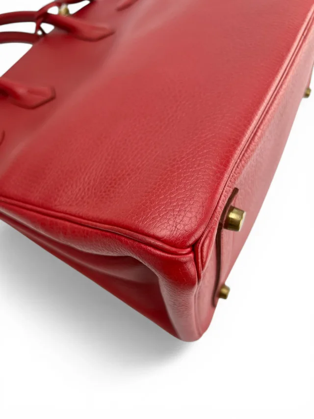Hermès Rouge Clemence 32cm HAC Birkin Bag Clemence in Red Clemence leather from Season 2 Consign, photo 12 of 15