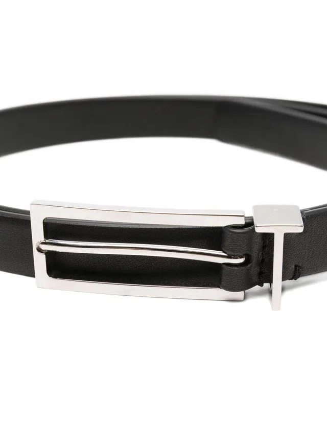 Tom Ford Polished Calf Leather T-Loop Belt — Black in Black Calfskin from HEWI