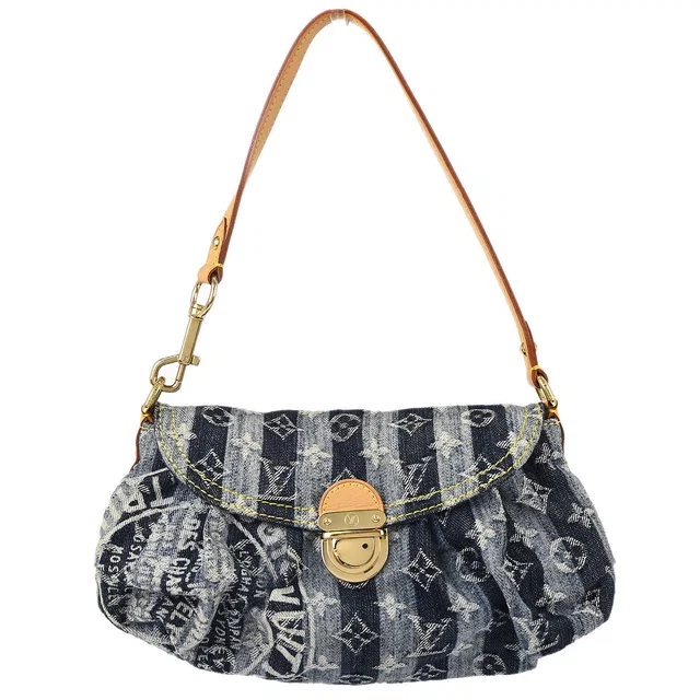 Louis Vuitton Blue Monogram Denim Mini Pleaty Raye Handbag M95333 in Blue Denim from AMORE Vintage Tokyo