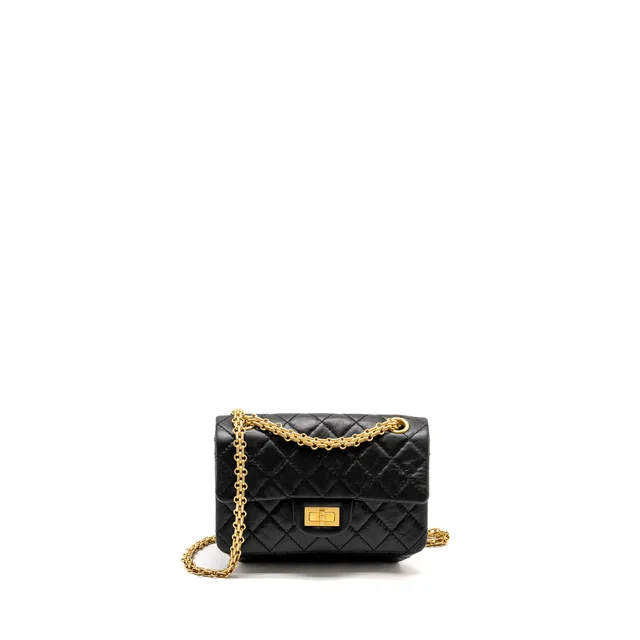 Chanel Mini 2.55 Reissue Aged Calfskin BLACK GHW (Microchip) in Black Calfskin from EMIER