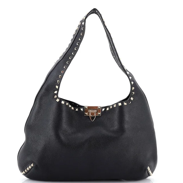 Valentino Garavani Rockstud Flip Lock Hobo Leather Large in black Leather from Rebag, photo 1 of 1