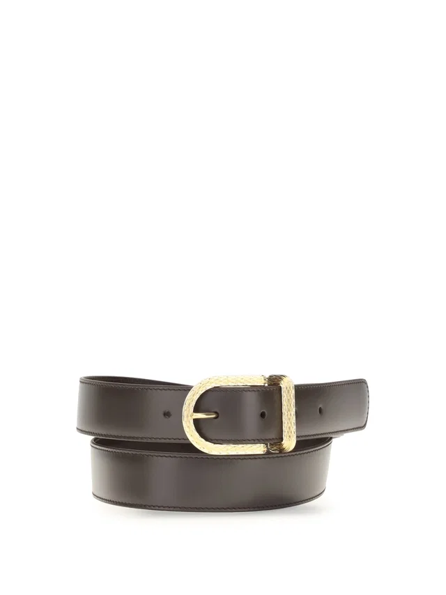 Loro Piana Inlay Belt — Black Calf Leather in Black Calfskin from HEWI