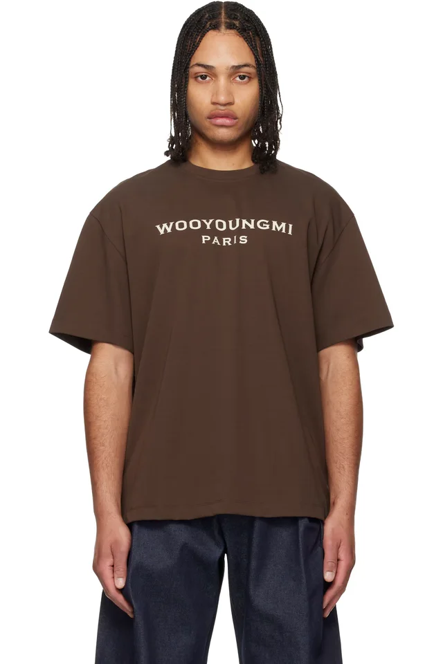 WOOYOUNGMI Brown Printed Logo T-shirt, image 1 of 1 from SSENSE