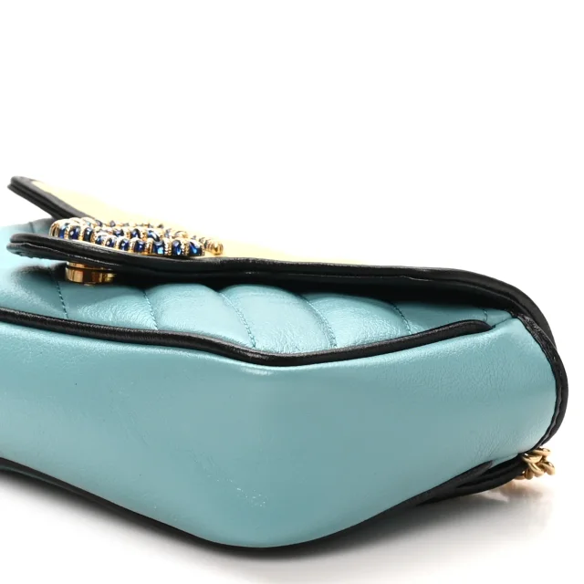 Gucci Azalea Calfskin Enamel Matelasse Diagonal Super Mini Torchon GG Marmont Shoulder Bag Butter… in Black Calfskin from FASHIONPHILE, photo 10 of 11
