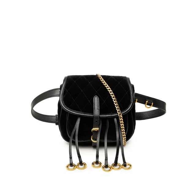 Black Prada Impuntu Velluto Corsaire Crossbody in Black Velvet from Designer Revival