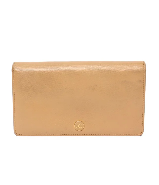Chanel Wallet Gold Beige in Beige from The Reluxe