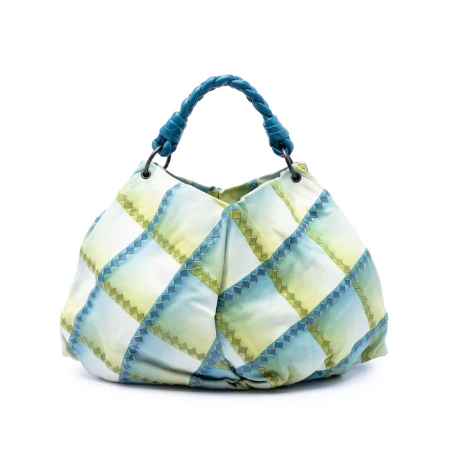Blue Bottega Veneta Nappa Intrecciato Aquilone Fortune Cookie Hobo in Blue Nappa leather from Designer Revival