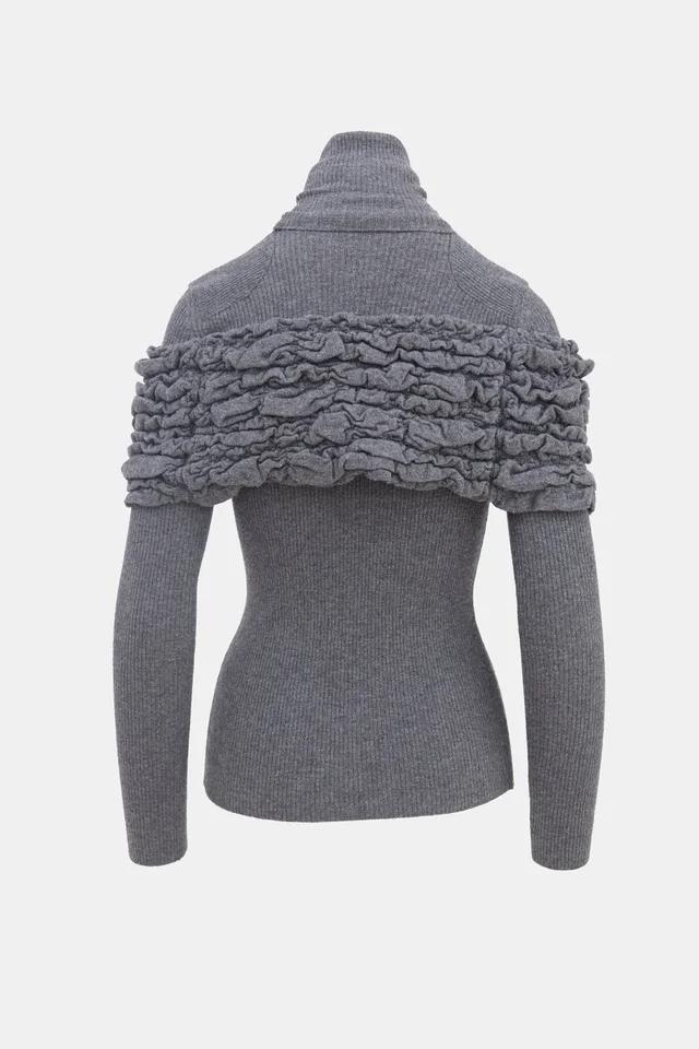 Chanel FW 2009 Ruffle Turtleneck Top in Wool from VSP Consignment, photo 2 of 2