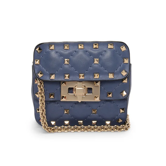 Valentino Garavani Micro Rockstud Spike Bag in Blue Nappa leather from Blue Spinach