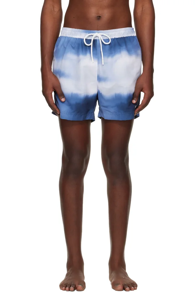 BOSS Blue Printed Swim Shorts, image 1 of 1 from SSENSE