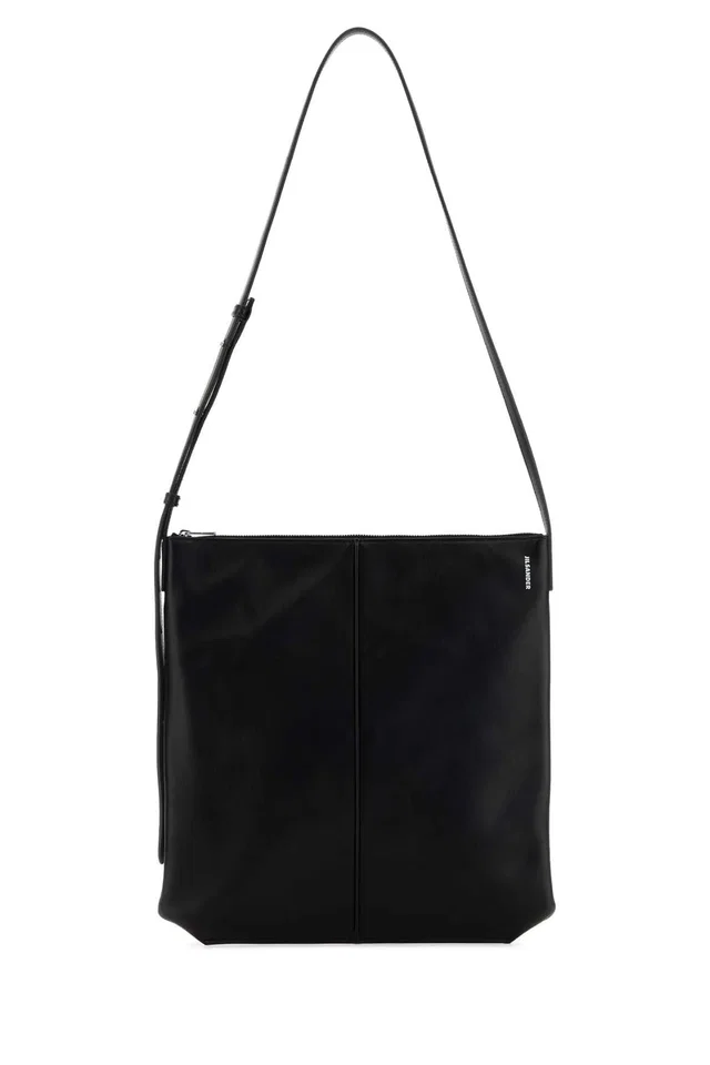 Jil Sander Linea Crossbody Bag — Black in Black Calfskin from HEWI