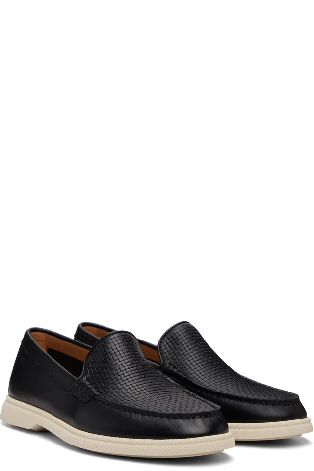 BOSS Black Embossed-Logo Loafers, photo 4 of 5 from SSENSE