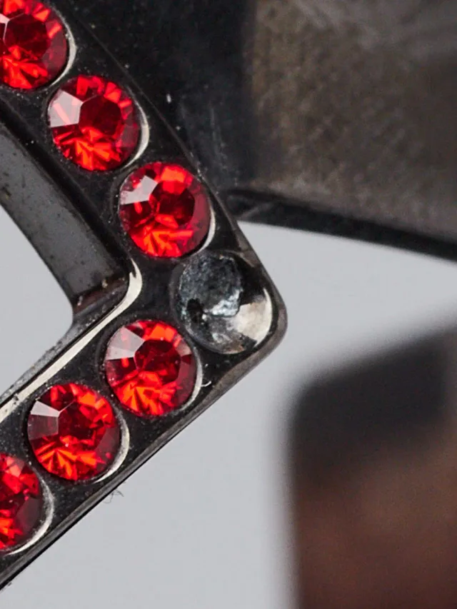 Chanel Red Crystal Black Metal CC Cuff Bracelet in Black from Yoogis, photo 8 of 8