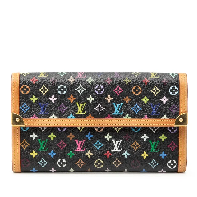 Black Louis Vuitton Monogram Multicolor Porte Tresor International Wallet in Black Canvas from Designer Revival