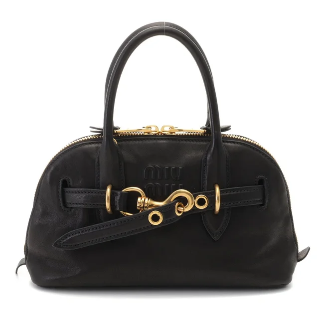 Miu Miu Adventure Small 2-Way Shoulder Bag Black Leather in Black Leather from The Reluxe