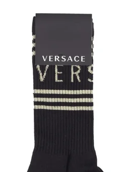 Versace Socks with logo and stripes in 80% Cotton, 16% Polyamide, 4% Elastane, photo 2 of 3 from LUISAVIAROMA