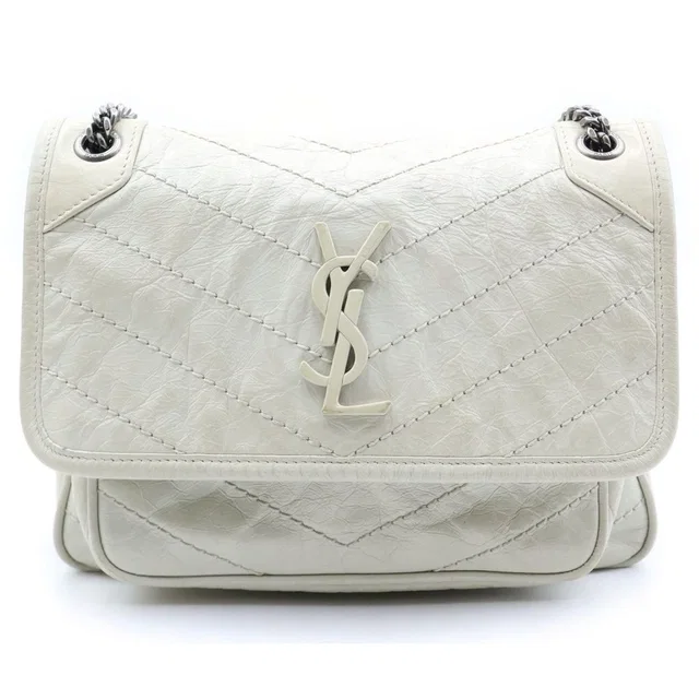 Saint Laurent Niki Baby Chain Shoulder Bag Ivory Leather in White Leather from The Reluxe