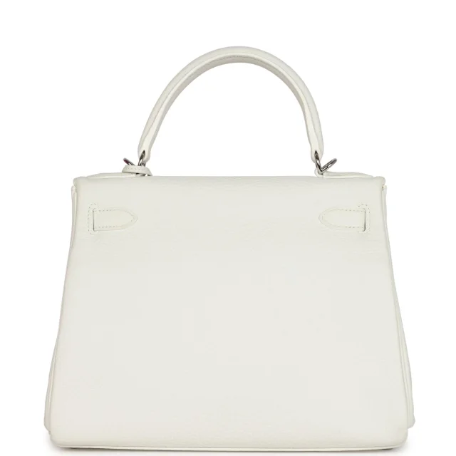 Hermès Kelly Retourne 28 White Clemence Palladium Hardware in White Clemence leather from Madison Avenue Couture, photo 4 of 9