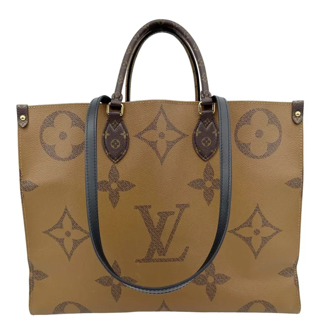 Louis Vuitton Onthego GM Giant Monogram Reverse Canvas Tote Bag Brown in Brown Canvas from Dallas Designer Handbags