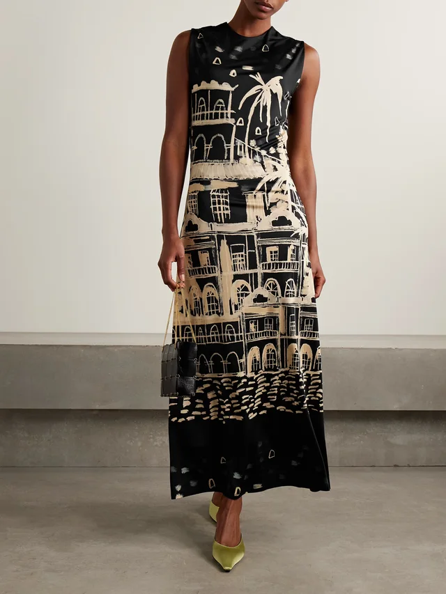 JOHANNA ORTIZ Cardinal Direction printed satin-jersey maxi dress in Black, photo 2 of 2 from NET-A-PORTER (Canada)