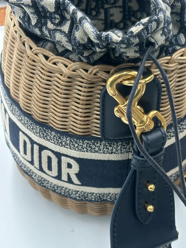 Dior Drawstring Bucket Wicker in Canvas from Her-Age, photo 3 of 6