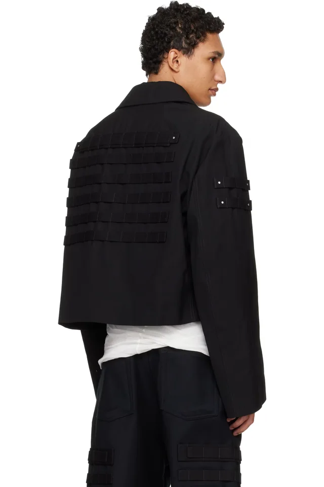 Rick Owens Black Temple Blixa Cropped Cargo Mac Jacket, photo 3 of 4 from SSENSE
