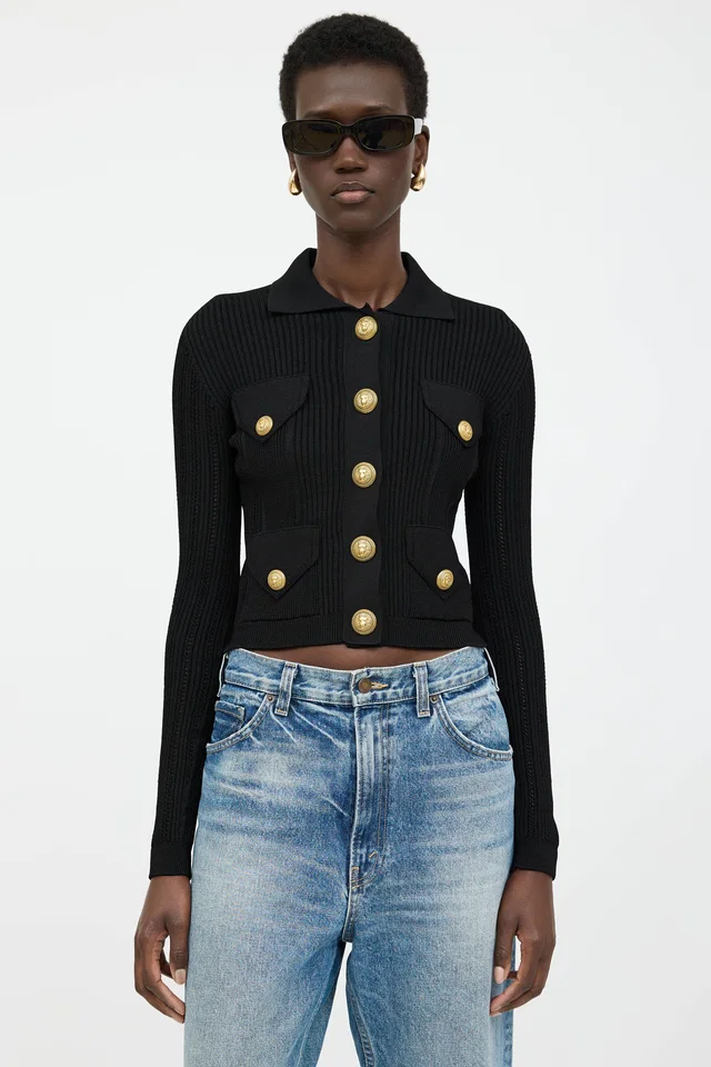 Balmain Knit Rib Cardigan from VSP Consignment