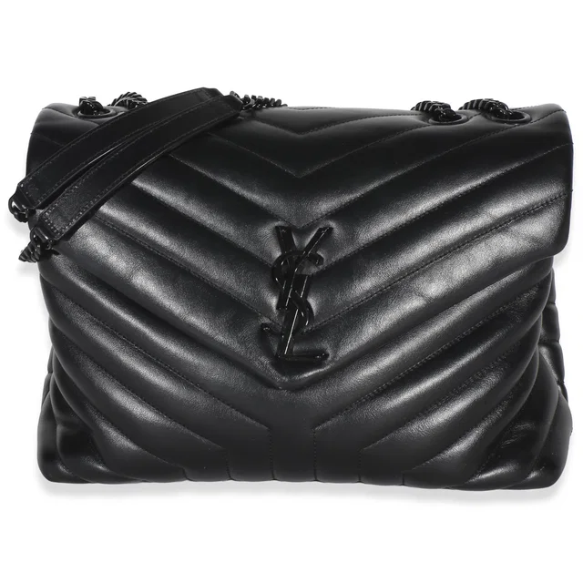 Saint Laurent Black Calfskin Y Quilted Monogram Medium Loulou Chain Satchel in Black Calfskin from myGemma