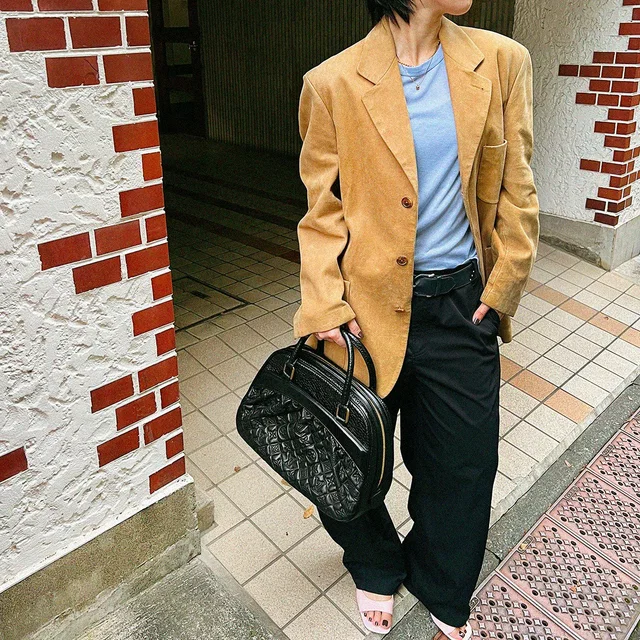 Hermès Sheepskin Tailored Jacket #50 Camel in Brown Leather from VINTAGE QOO TOKYO