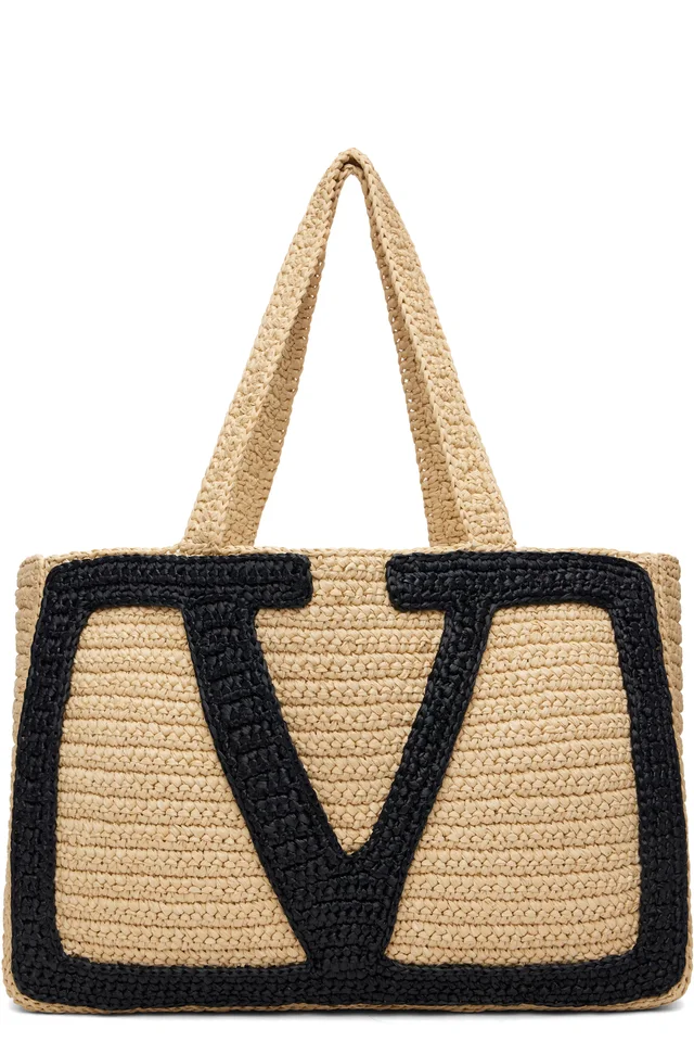 Beige Viva Superstar Large Raffia Shopping Tote, image 1 of 1 from SSENSE