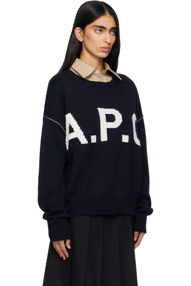 Navy Logo 'A.P.C' Sweater, photo 2 of 4 from SSENSE