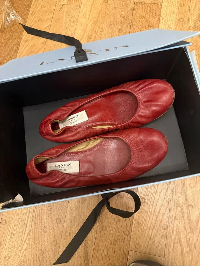 Lanvin Burgundy Leather Ballet Flats in red Leather from Poshmark