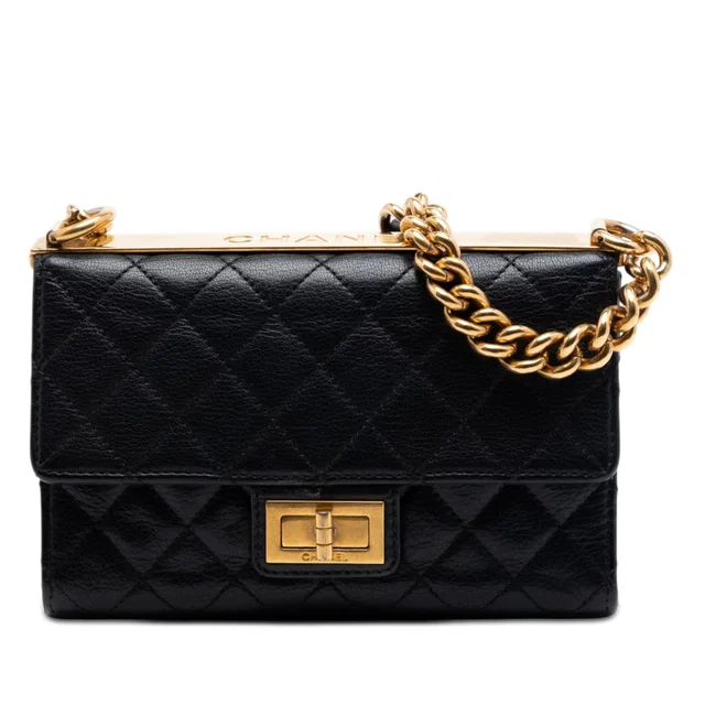 Black Chanel Mini Quilted Goatskin Reissue 2.55 Rita Flap Crossbody Bag in Black Goatskin from Designer Revival, photo 1 of 1
