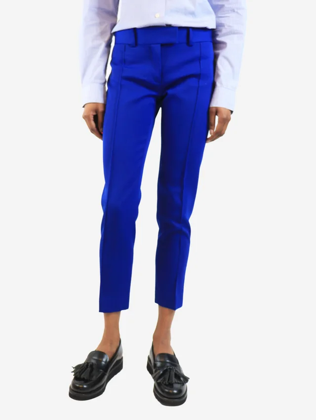 Celine Blue wool tapered trousers - size UK 8 in Blue Wool from Sign of the Times