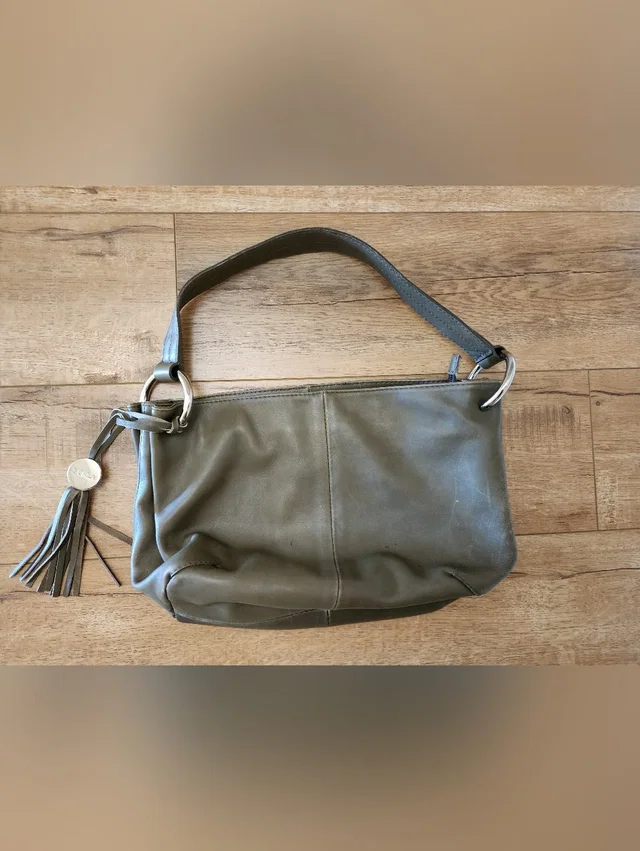 Furla Vintage Leather Italy Made Hand Bag Minimalist Shoulder Bag 13x8x4" Olive in green Leather from Poshmark, photo 1 of 1