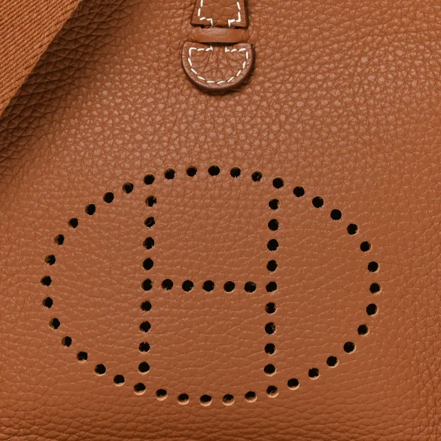 Hermès Taurillon Clemence Evelyne TPM Gold in Gold Clemence leather from FASHIONPHILE, photo 8 of 11