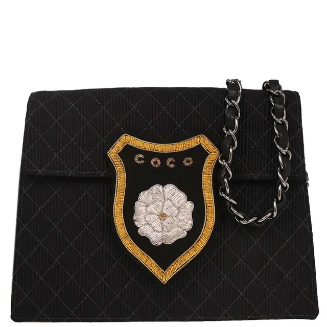 Chanel 2004-2005 Black Canvas Emblem Shoulder Bag in Black Canvas from AMORE Vintage Tokyo
