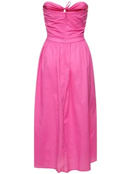 Marysia Long dress with ruched neckline in 100% Cotton, photo 4 of 5 from LUISAVIAROMA